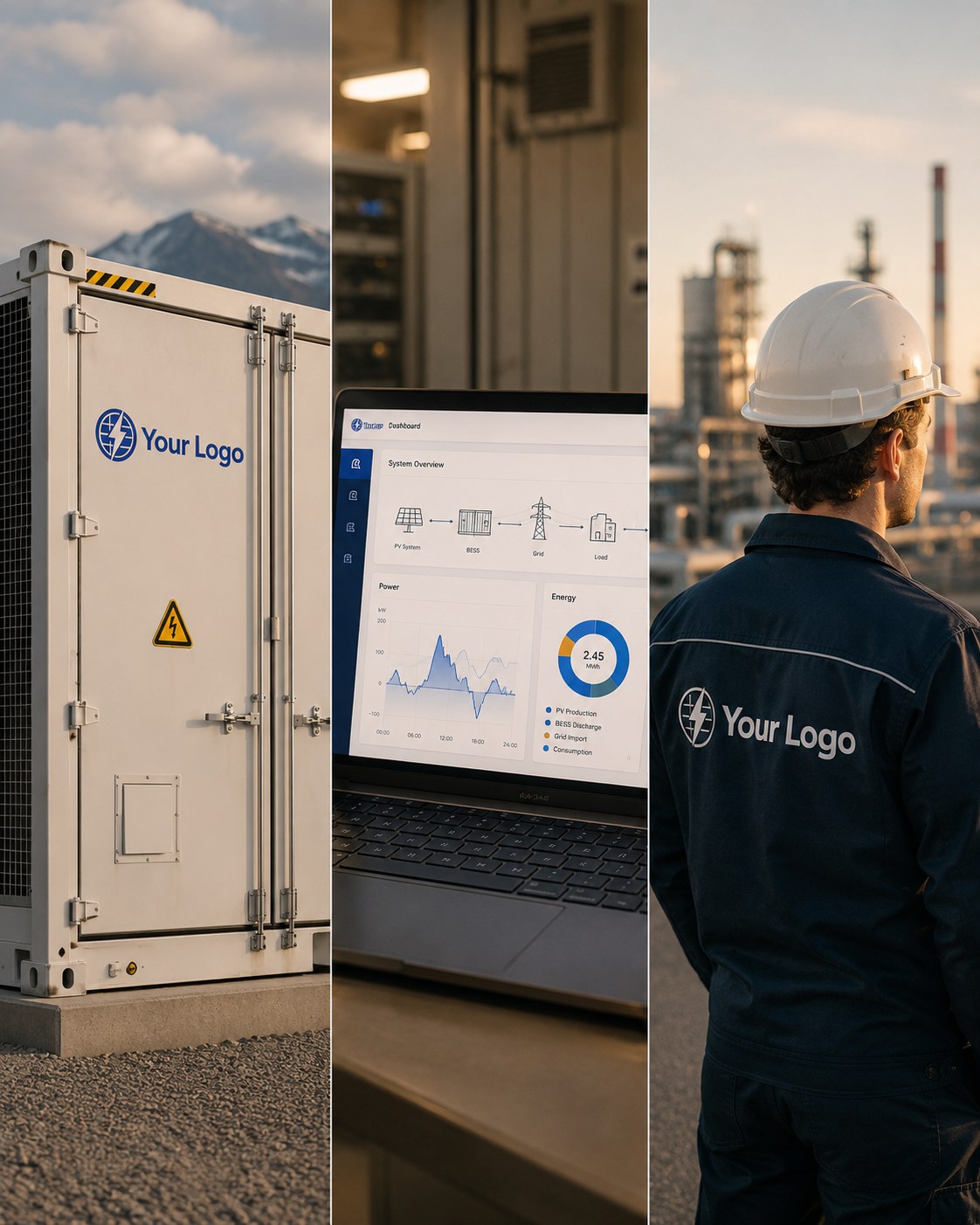 White-Label-BESS: Container, EMS-Dashboard und Service-Techniker — unter Ihrer Marke