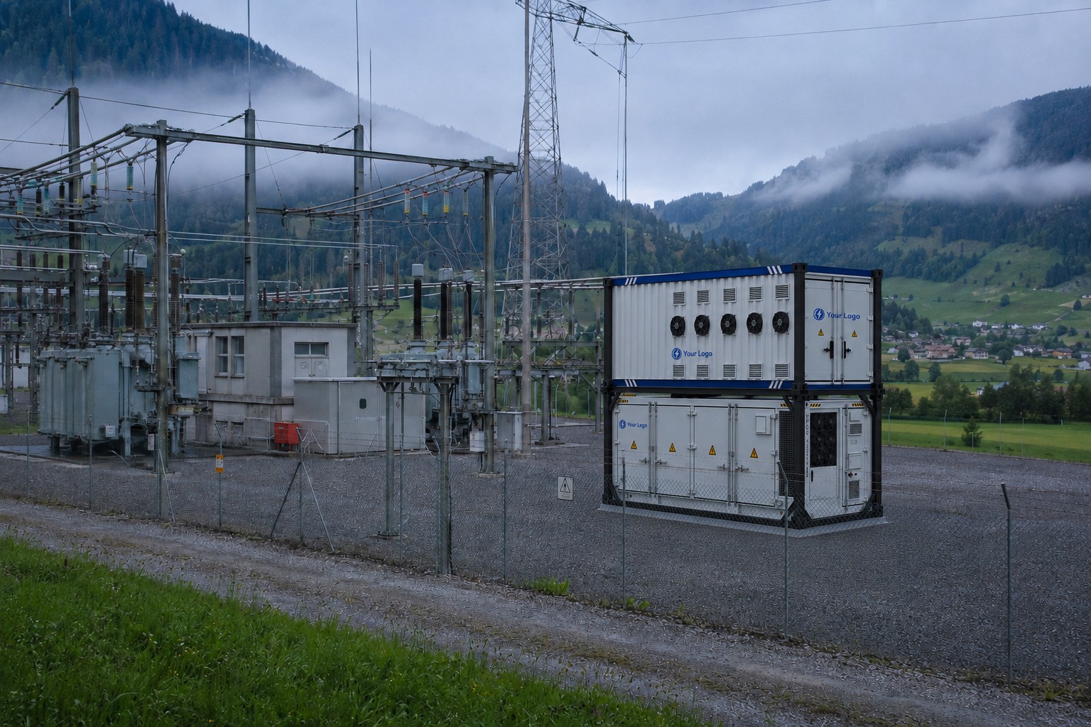 Batteriespeicher-Container am Umspannwerk – Anwendungsfall Energieversorger